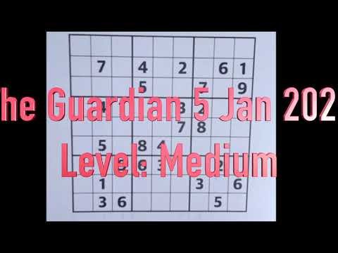 Sudoku – The Guardian 5 Jan 2021 Medium level