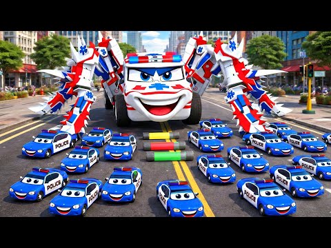 From Dirty Tractor to Super Cool Machine!! 🚜✨| Police Car & Friends Rescue Cars Cartoon