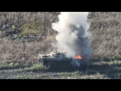 Ukraine war footage, Close View Of FPV Drone Destroying BMP 2,