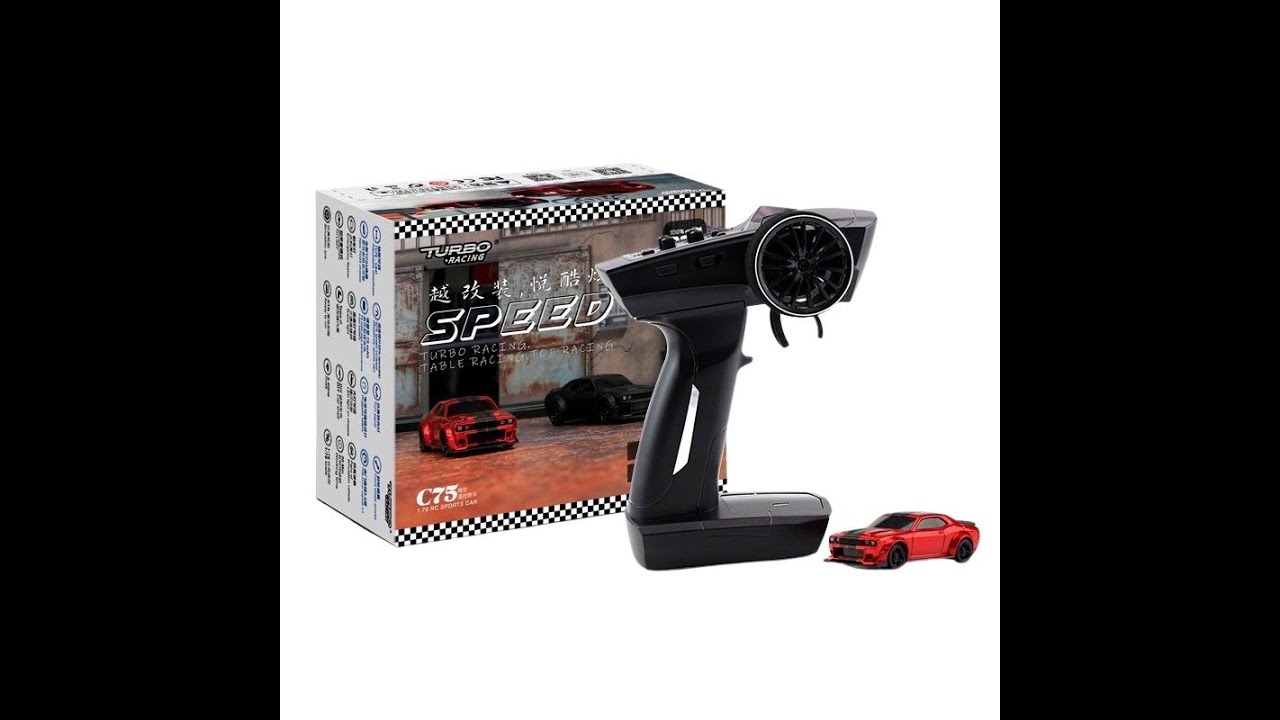 Voiture Turbo Racing 1/76 Muscle car noire radio-commandée enfants avec 2 carrosseries personalisables - Plus de 2500 référen