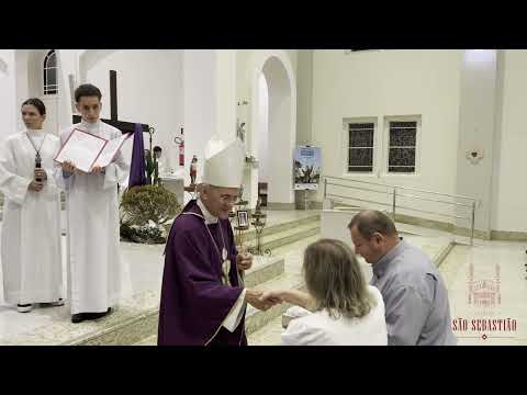 Nesse momento novo pároco Missa posse do novo pároco Padre Marcos Bernardes dia 09-03-25