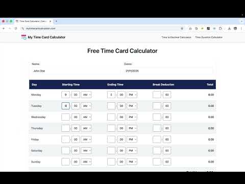 My Time Card Calculator video preview