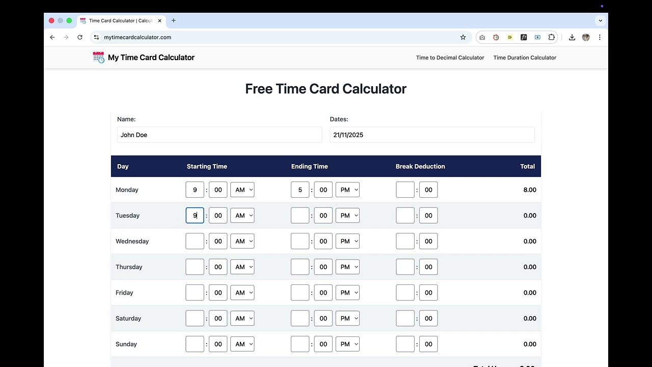 My Time Card Calculator video preview