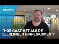 Rondleiding: Conciërge laat anderhalve meter maatregel van school zien.