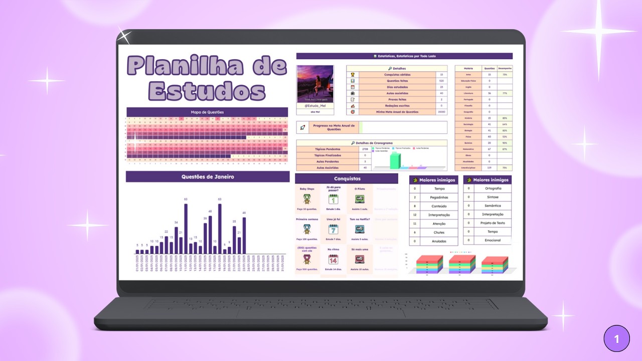 [GRATUITO] Controle de Estudos Completo - Planilha Única de 2025