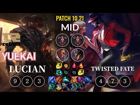 RNG yuekai Lucian vs Twisted Fate Mid - KR Patch 10.21