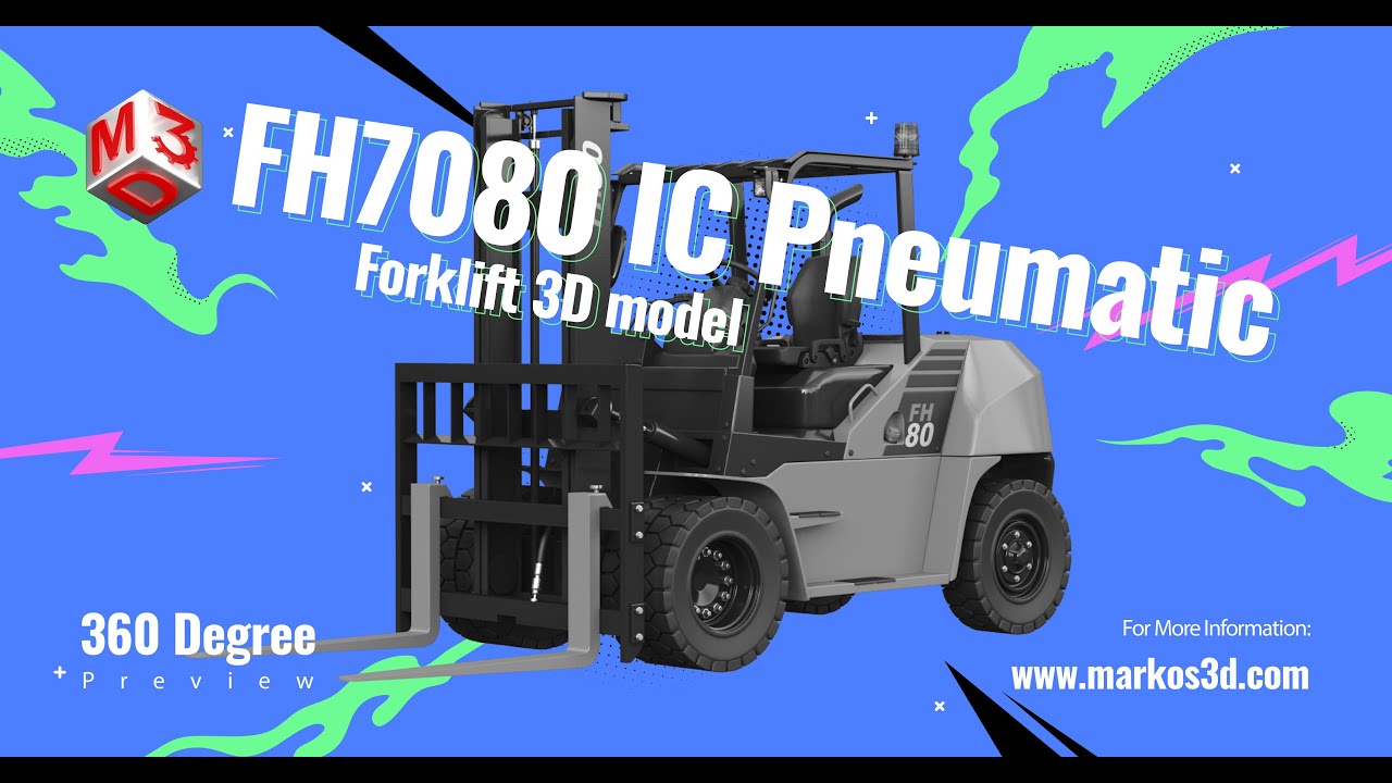 FH7080 IC Pneumatic Forklift 3D Model