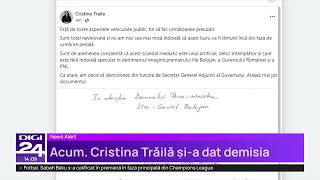 Cristina Trăilă a demisionat din Guvern. Cum comentează acuzațiile din dosarul DNA