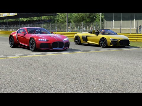 Bugatti Atlantic Concept 2020 vs Audi R8 Spyder Plus 2021at Monza Full Course