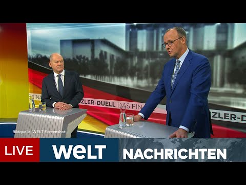 BUNDESTAGSWAHL: Olaf Scholz und Friedrich Merz im letzten TV-Duell vor der Wahl! I WELT LIVESTREAM