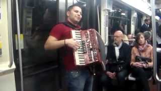 Músico en metro de Paris, Francia.