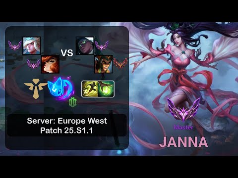 Janna Support + Miss Fortune vs Senna + Cassiopeia - EUW Master - Patch 25.S1.1