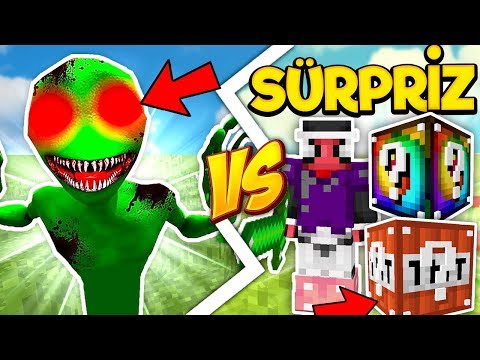 KÖTÜ YEŞİL UZAYLI VS SÜRPRİZ ŞANS BLOKLARI - Minecraft