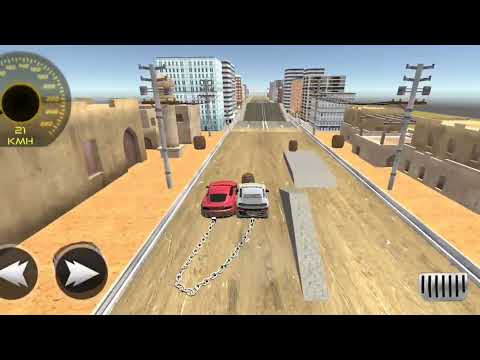 Chained Car vs car race , Chain vehicles Drive on road | double Car jumping together & crashed chain
