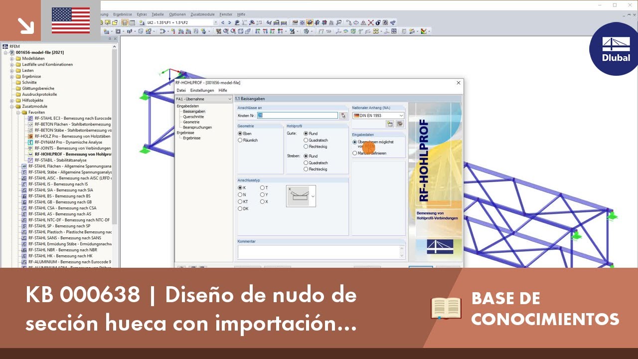 KB 000638 | Diseño de nudo de sección hueca con importación automática de datos o entrada manual