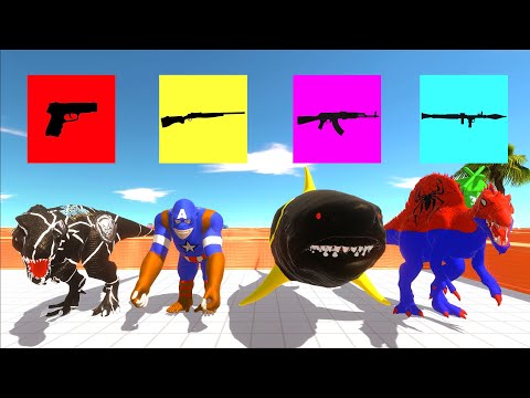 Choose The Right Weapon With Dinosaurs Batman T-Rex, Spinosaurus, Megalodon, Goro - ARBS Battle