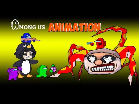 [어몽어스 Among Us] GuguGaga Penguin but Escape Googoo Gaagaa Spider - AMONG US FUNNY ANIMATION