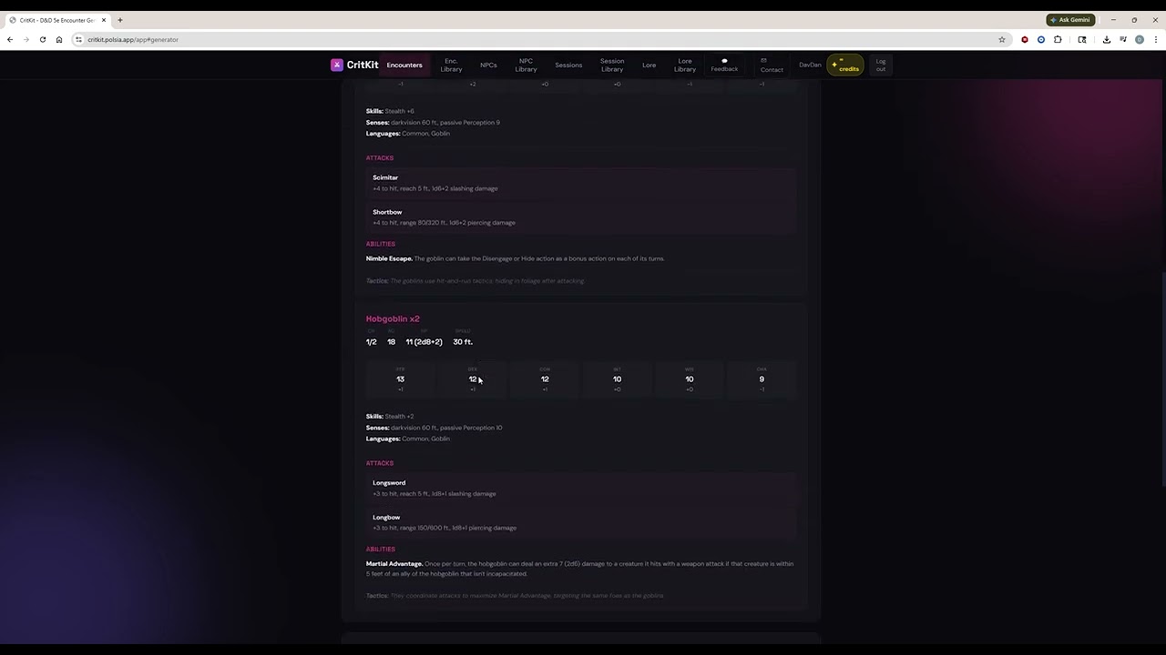 CritKit   D&D 5e Encounter Generator