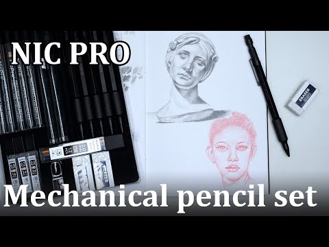 NIC PRO Lead holder and mechanical pencils set // Review and drawing demo