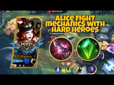 alice fight mechanics with hard heroes | build alice full damage - MLBB