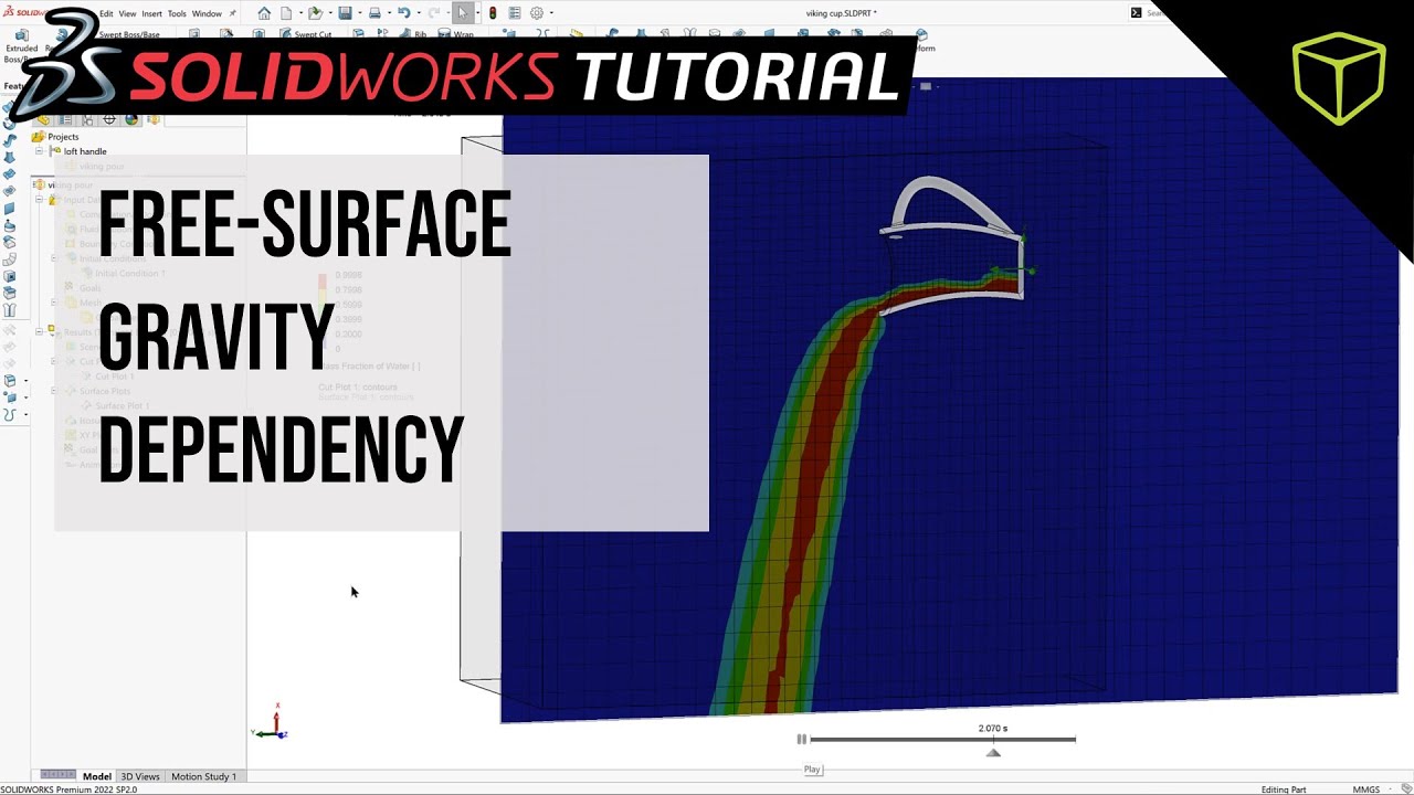 SOLIDWORKS Flow Simulation Tutorial - Free Surface Gravity Dependency