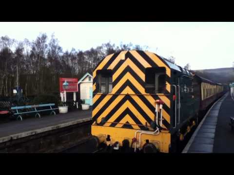 NYMR Class 08 Diesel Shunter D8850 08850 shunting coaches video 1