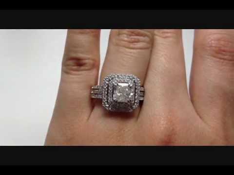 2.45 ctw Radiant Cut H SI2 Diamond Engagement Ring - BigDiamondsUSA