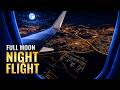 Full Moon Night Flight Window Seat Airplane Ambience 2 Hrs