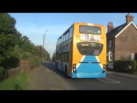 Stagecoach bus route 1X seen in Hailsham in East Sussex, 10th September 2023