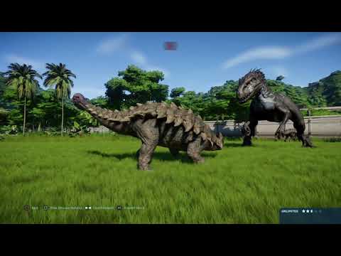 Jurassic World Evolution: 3 Ankylosaurus vs the indominus rex pack