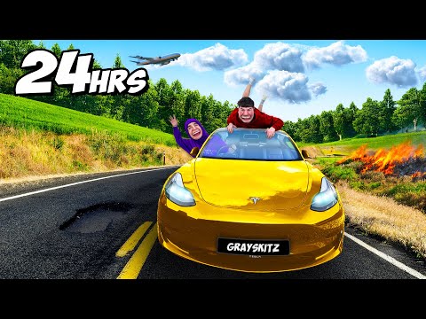 We Survived 24 HOURS In a TESLA!
