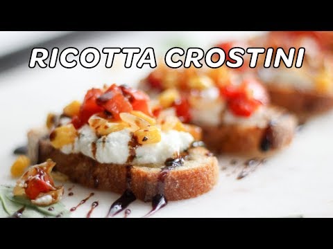 How to Make Whipped Ricotta Crostini with Roasted Red Pepper Salsa