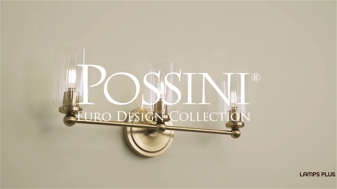 Video 1 Watch A Video About the Possini Euro Oliver Satin Brass and Glass 3 Light Bath Light