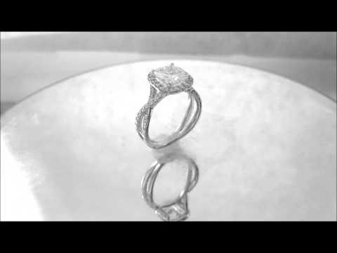 18K WHITE GOLD CUSHION CUT DIAMOND ENGAGEMENT RING HALO PRONGS SET 2.20CTW - KNR INC - 385