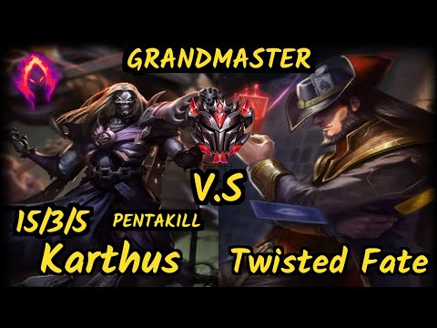 GGS Froggen (KARTHUS) vs TWISTED FATE - PENTAKILL 15/3/5 KDA MID GAMEPLAY - NA GRANDMASTER v9.7