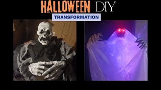 DIY Halloween Prop: Transforming a Hanging Whaling Ghoul to a Stand Up LIghted Sheet Ghost