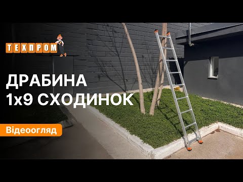 Алюмінієва односекційна приставна драбина 2.52 м ТЕХПРОМ на 9 сходинок