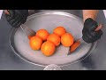 ASMR Orange Ice Cream Rolls How To Make Fresh Oranges To Delicious Fruit Ice Cream Street Food