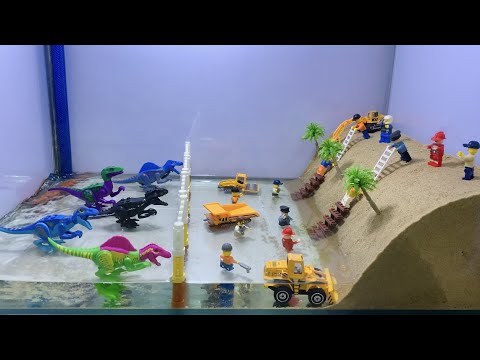 Lego Dam Breach Experiment #13 - Huge flood engulfed humans and dinosaurs