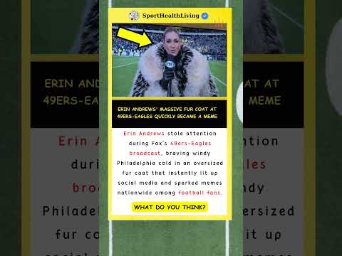Erin Andrews' massive fur coat at 49ers-Eagles quickly became a meme   #nfl #americanfootball