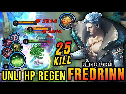 25 Kills!! Fredrinn New Offlane Build (UNLIMITED HP REGEN) - Build Top 1 Global Fredrinn ~ MLBB