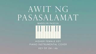AWIT NG PASASALAMAT | Madelyn Pascua [Higher Female Key of G#/Ab] Piano Instrumental GershonRebong
