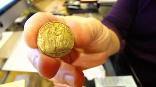 Ceres Head and Lucky Angel 20 Gold French Francs, 11-12-14