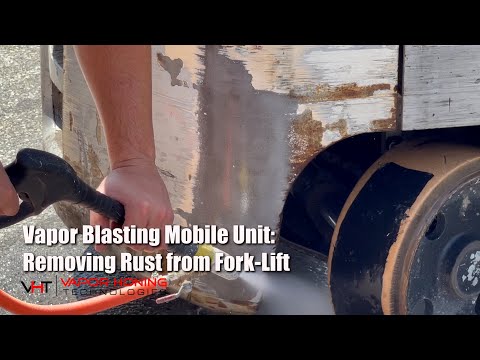 Removing Rust from Fork-Lift using Wet Blasting Mobile Unit - Vapor Honing Technologies