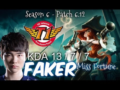SKT T1 Faker MISS FORTUNE ADC vs Jhin - Patch 6.12 KR | League of Legends