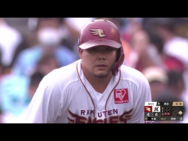【6回裏】一軍復帰後初ヒットが同点打!! イーグルス・石原彪 三遊間を破る2点タイムリー!! 2025年9月15日 東北楽天ゴールデンイーグルス 対 千葉ロッテマリーンズ