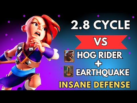 INSANE DEFENSE! 2.8 Cycle Deck vs Hog Rider + Earthquake | Clash Royale Gameplay
