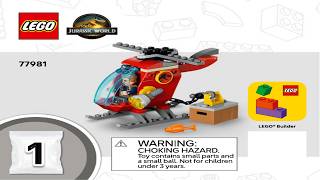 LEGO Instructions - Jurassic World - 77981 - Velociraptor, Stegosaurus & Pteranodon Rescue… (Book 1)