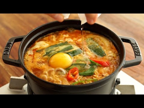 속이 확~!!풀리는 얼큰 해장!! 대파 계란 라면! 국물이 끝내줍니다!