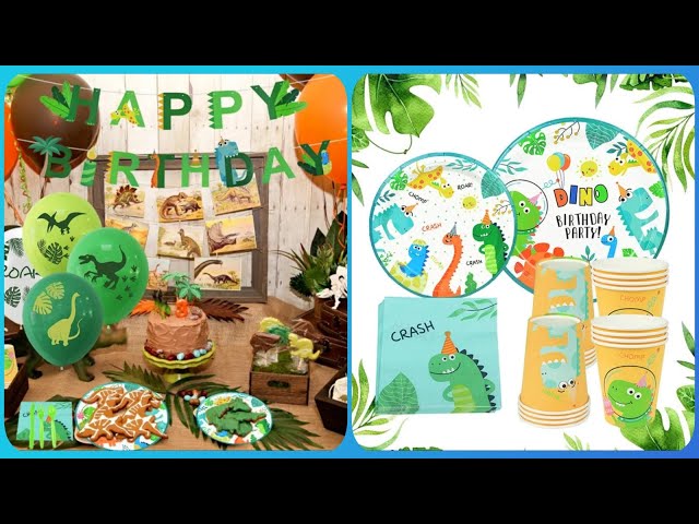 Vídeo relacionado con Bikasun Juego de vajilla de cumpleaños de dinosaurios, 20 invitados, juego de vajilla de fiesta de dinosaurio, platos de papel, tazas y servilletas para fiestas de cumpleaños infantiles, decoración
